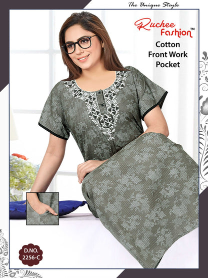 Front Work-1302 Ruchee Fashion Cotton Night Gowns