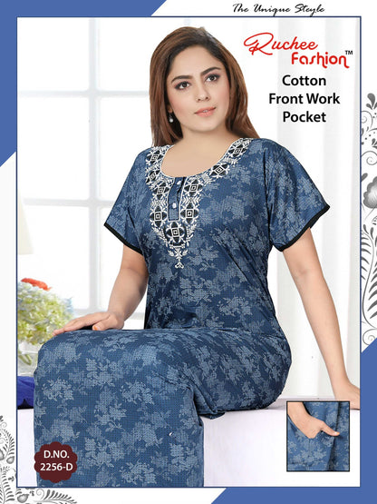 Front Work-1302 Ruchee Fashion Cotton Night Gowns