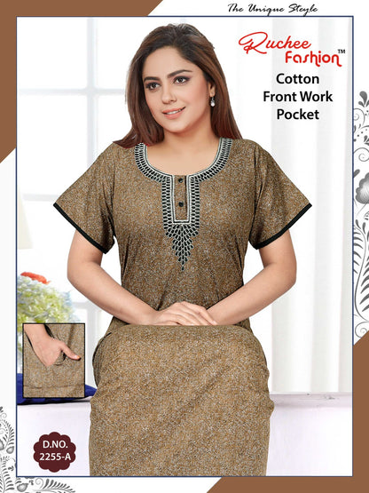 Front Work-1302 Ruchee Fashion Cotton Night Gowns