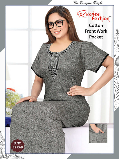 Front Work-1302 Ruchee Fashion Cotton Night Gowns