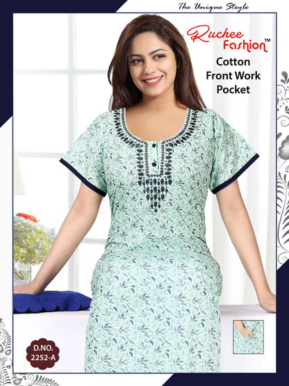 Front Work-1302 Ruchee Fashion Cotton Night Gowns