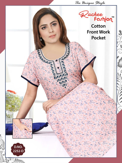 Front Work-1302 Ruchee Fashion Cotton Night Gowns