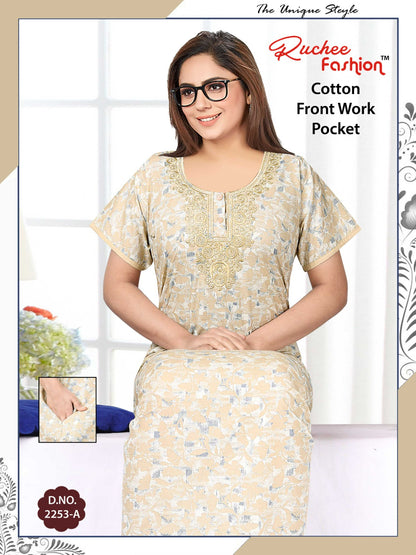 Front Work-1302 Ruchee Fashion Cotton Night Gowns