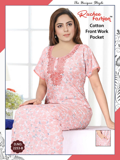 Front Work-1302 Ruchee Fashion Cotton Night Gowns