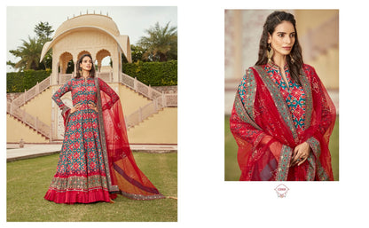 Gajgamini Virasat Dola Jacquard Gown Dupatta Set