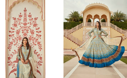 Gajgamini Virasat Dola Jacquard Gown Dupatta Set