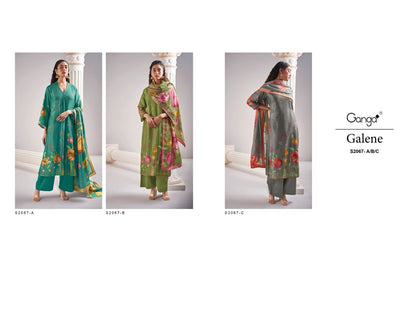 Galene 2067 Ganga Russian Silk Plazzo Style Suits