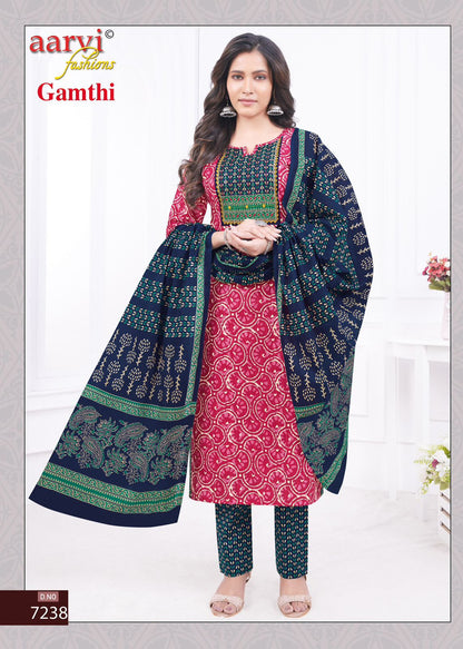 Gamthi Vol 3 Aarvi Fashions Cotton Readymade Pant Style Suits