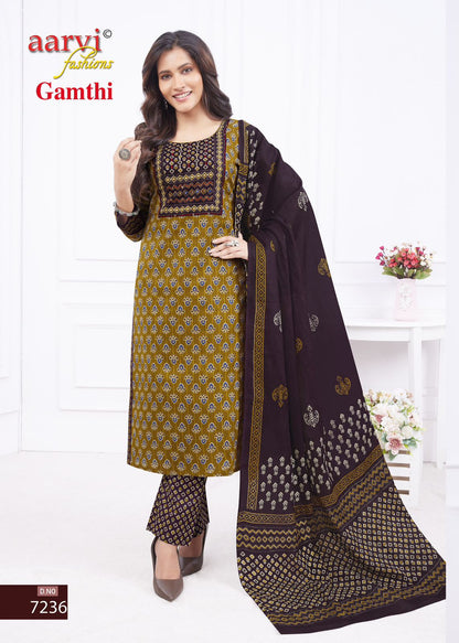 Gamthi Vol 3 Aarvi Fashions Cotton Readymade Pant Style Suits