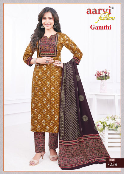 Gamthi Vol 3 Aarvi Fashions Cotton Readymade Pant Style Suits