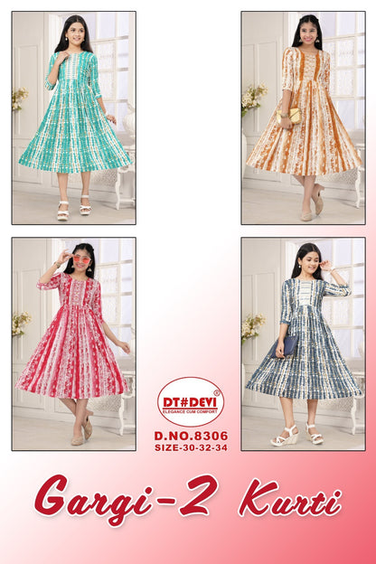Gargi Vol 2-8306 Dt Devi Rayon Girls Anarkali Kurti