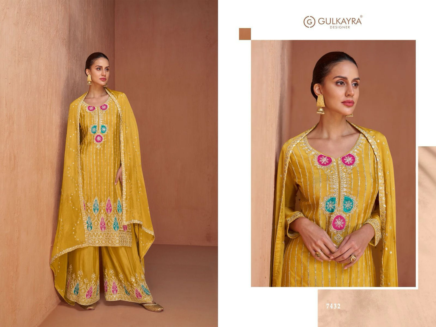 Gazal Gulkayra Designer Chinon Readymade Suits