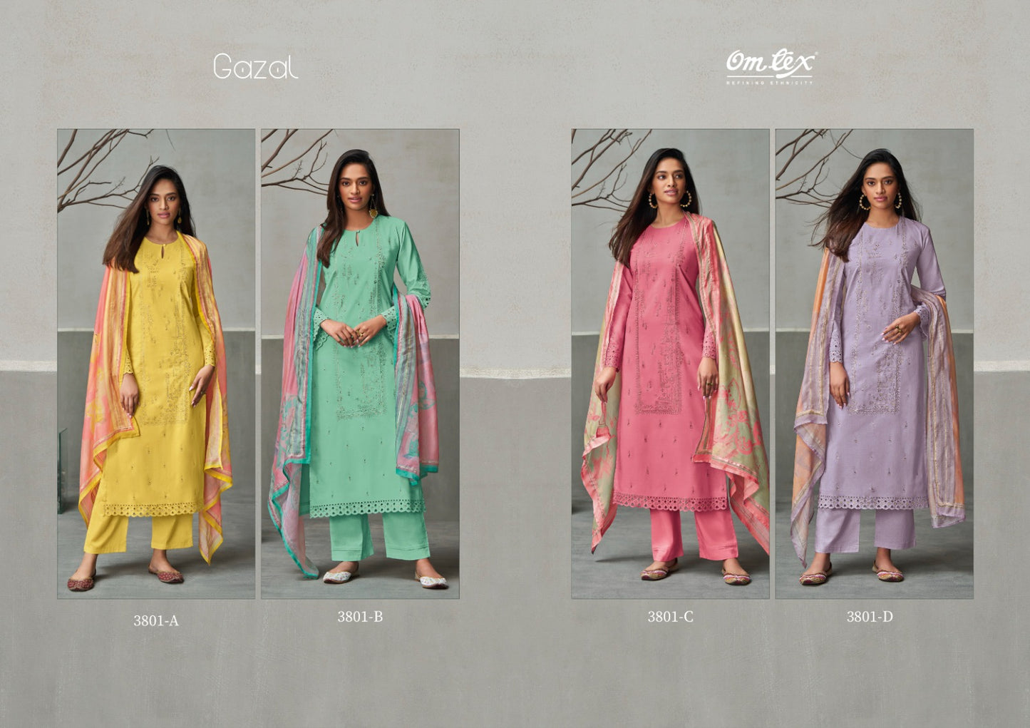 Gazal Omtex Lawn Cotton Plazzo Style Suits