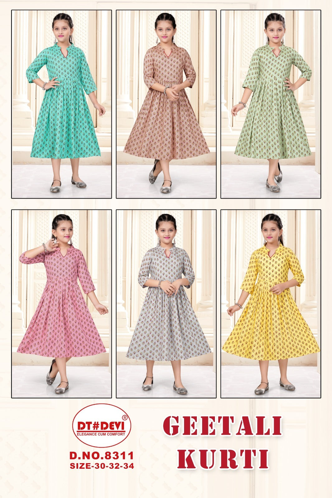 Geetali-8311 Dt Devi Rayon Girls Anarkali Kurti