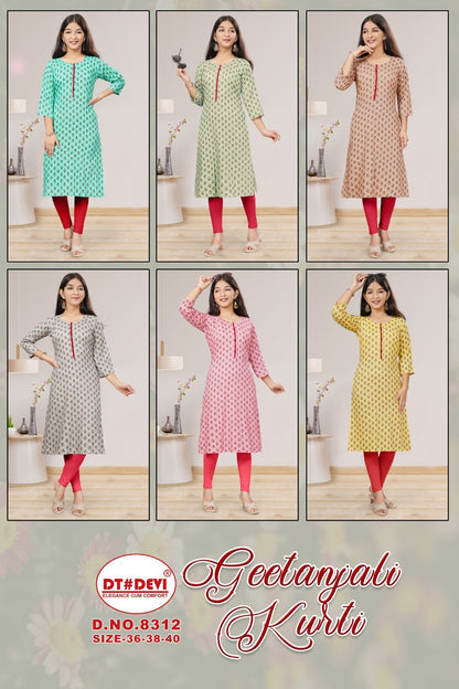 Geetanjali-8312 Dt Devi Rayon Knee Length Kurtis