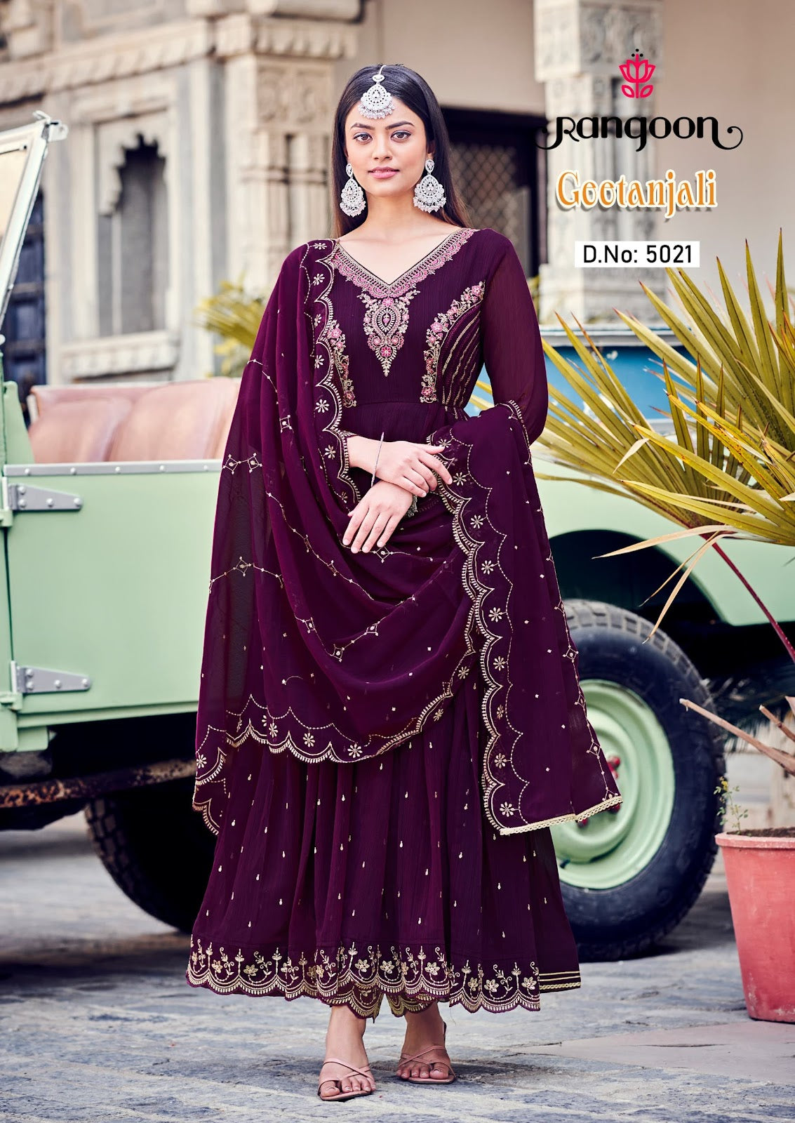 Geetanjali Rangoon Silk Readymade Anarkali Suits