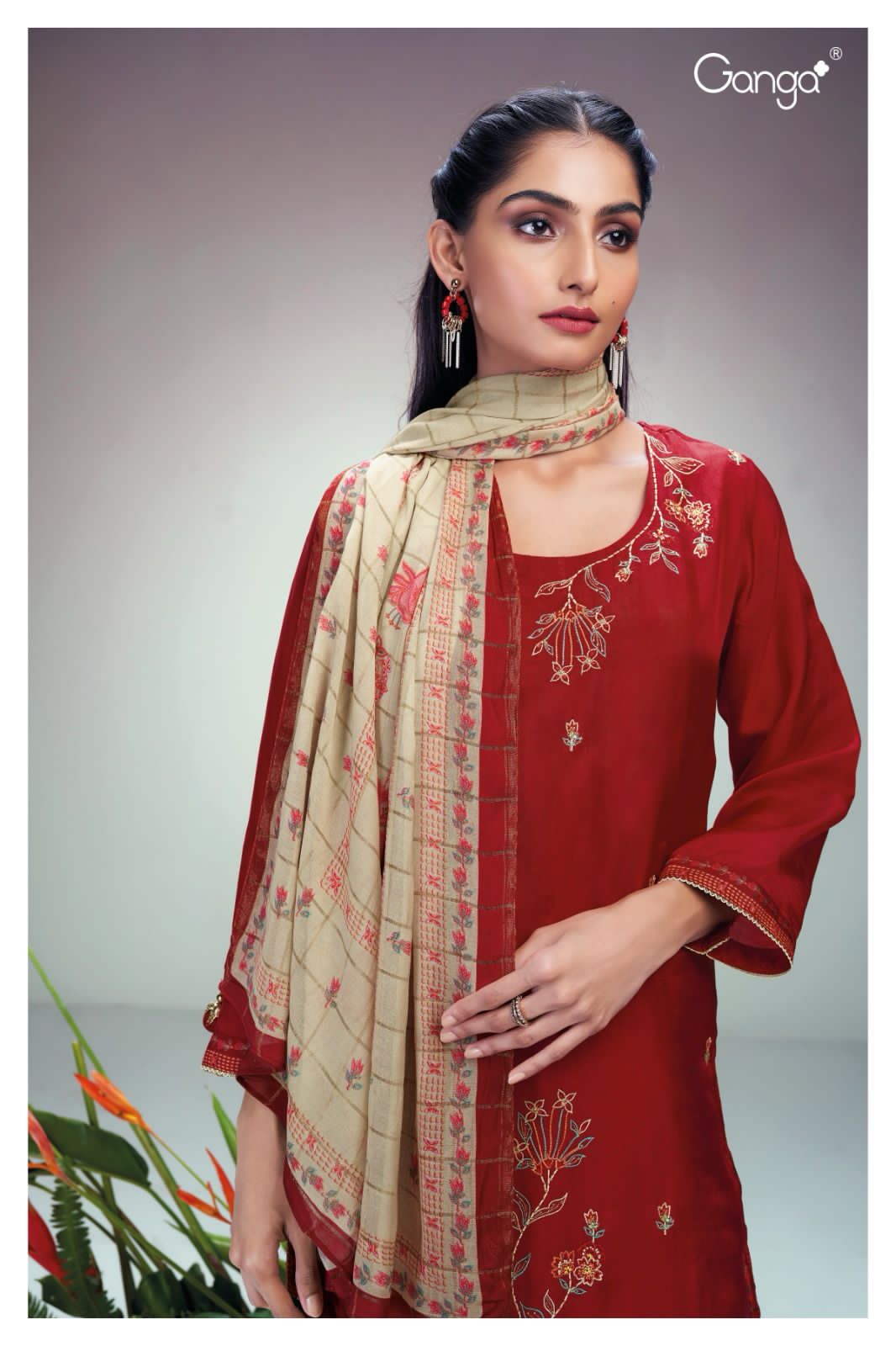 Genuli 2215 Ganga Habutai Silk Plazzo Style Suits