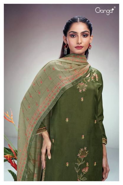 Genuli 2215 Ganga Habutai Silk Plazzo Style Suits
