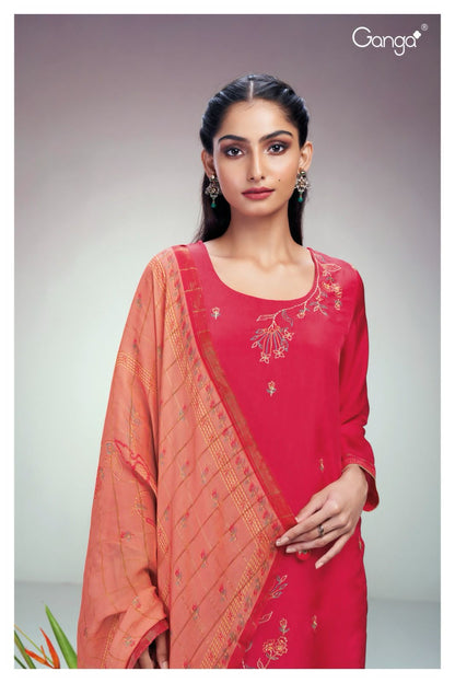 Genuli 2215 Ganga Habutai Silk Plazzo Style Suits