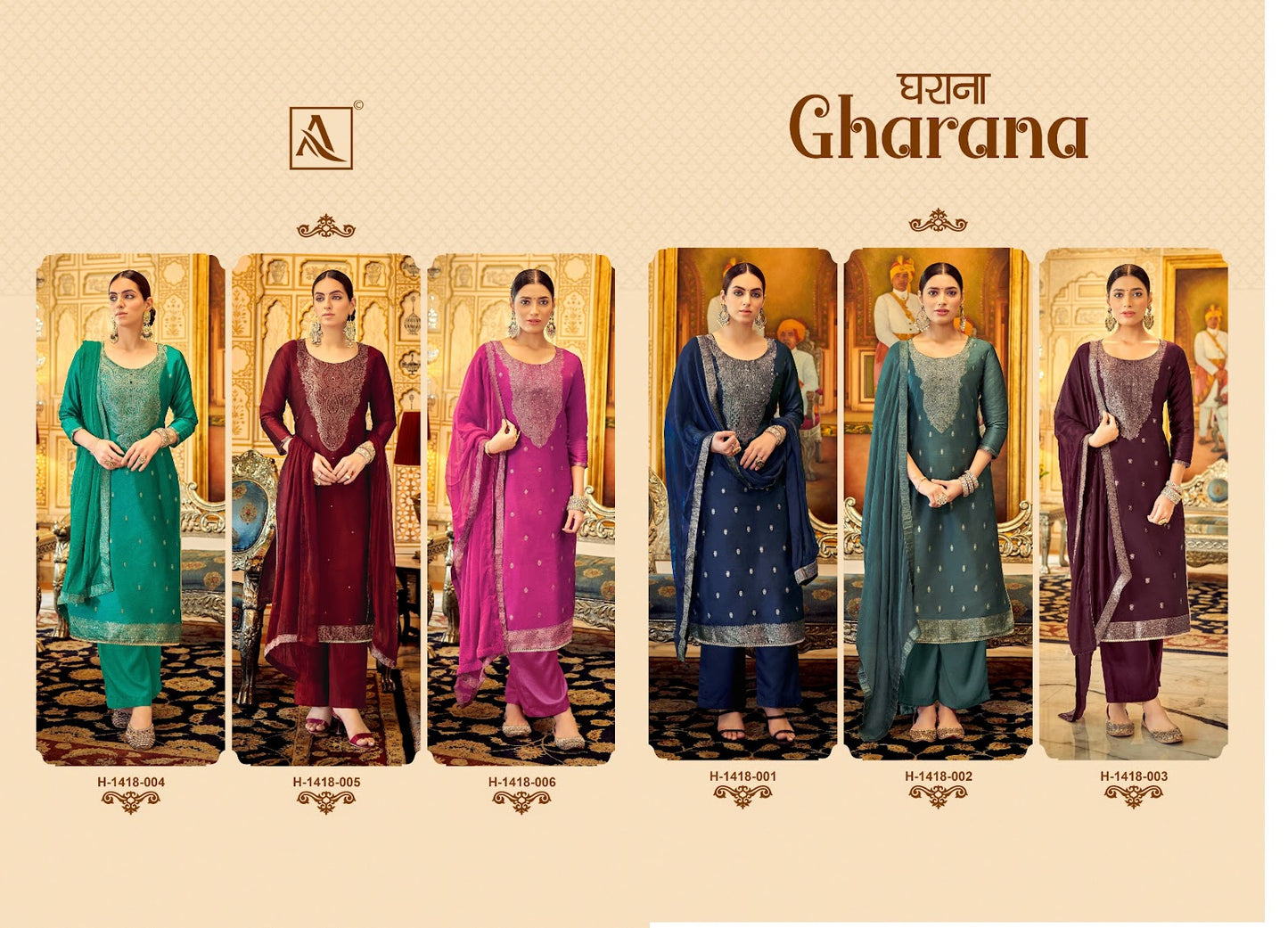 Gharana Alok Dola Jacquard Plazzo Style Suits