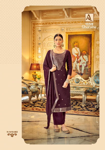 Gharana Alok Dola Jacquard Plazzo Style Suits
