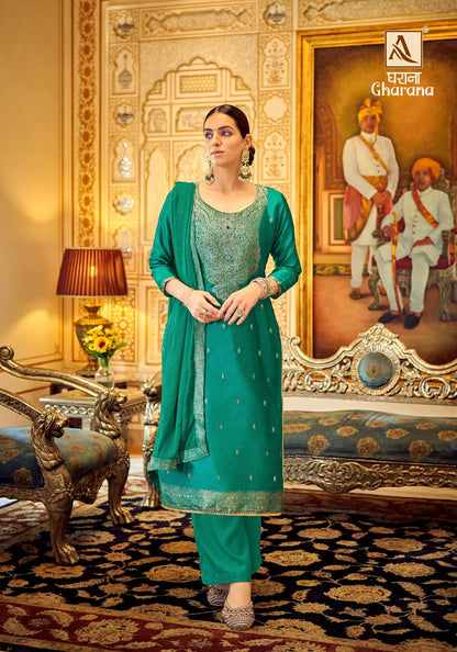 Gharana Alok Dola Jacquard Plazzo Style Suits