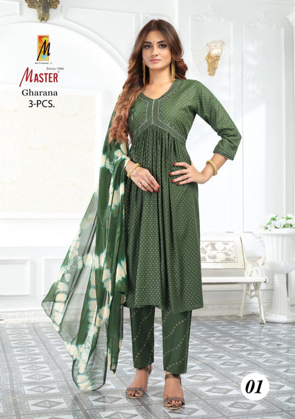 Gharana Master Rayon Readymade Pant Style Suits