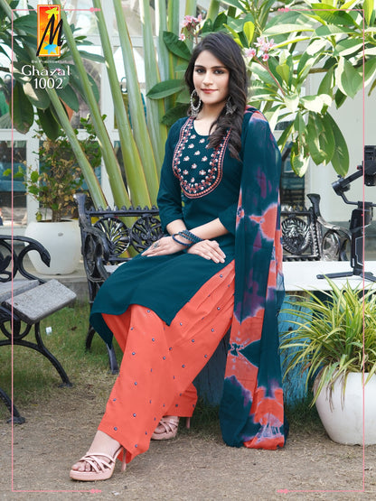 Ghazal Vol 2 Master Rayon Readymade Patiyala Suits