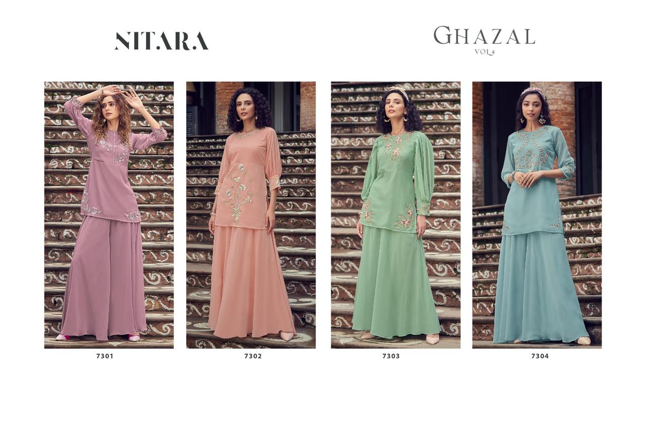 Ghazal Vol 4 Nitara Georgette Top Bottom Set