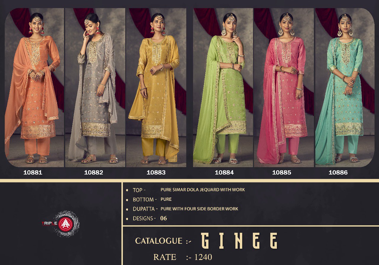 Ginee Triple Aaa Dola Jacquard Pant Style Suits