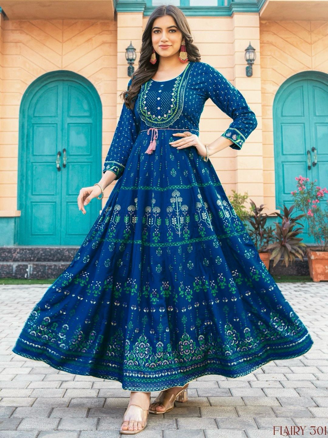 Glam-Nx Bluehills Rayon One Piece Gown Kavya Style Plus Glam-Nx Bluehills Rayon One Piece Gown Kavya Style Plus