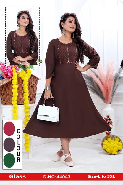 Glass-A Zoya Rayon Anarkali Kurtis