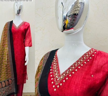 Glass Structure Navad Silk Readymade Pant Style Suits