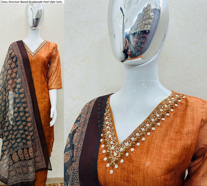 Glass Structure Navad Silk Readymade Pant Style Suits