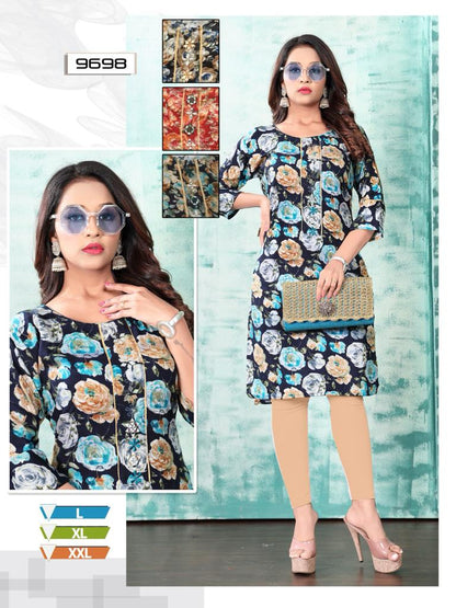 Glass Work 0512 Mmc Foil Knee Length Kurtis