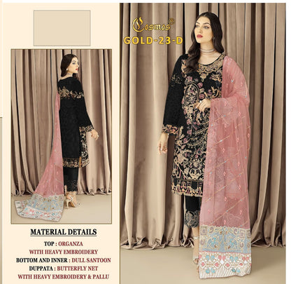 Gold 23 Cosmos Fashion Organza Pakistani Salwar Suits