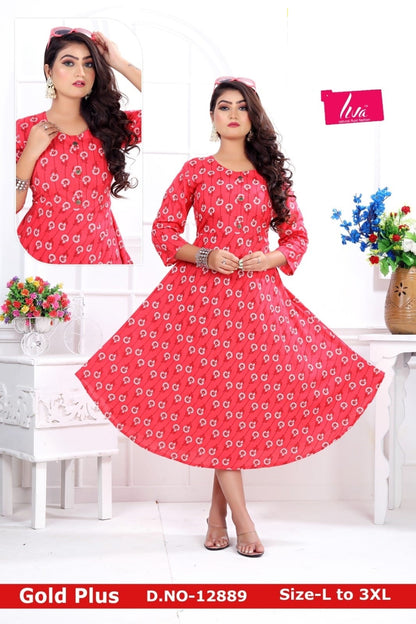 Gold Plus-0901 Zoya Rayon Anarkali Kurtis