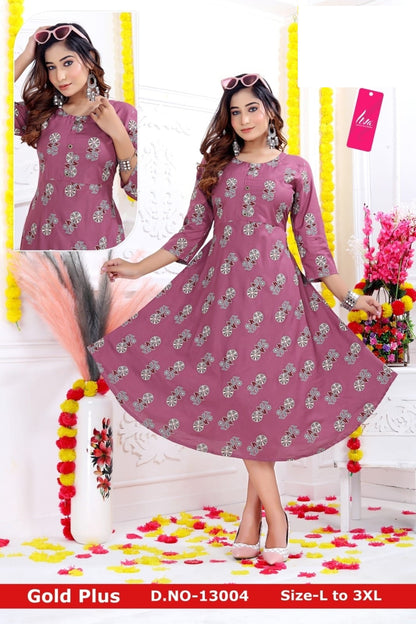 Gold Plus-0901 Zoya Rayon Anarkali Kurtis