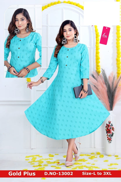 Gold Plus-0901 Zoya Rayon Anarkali Kurtis