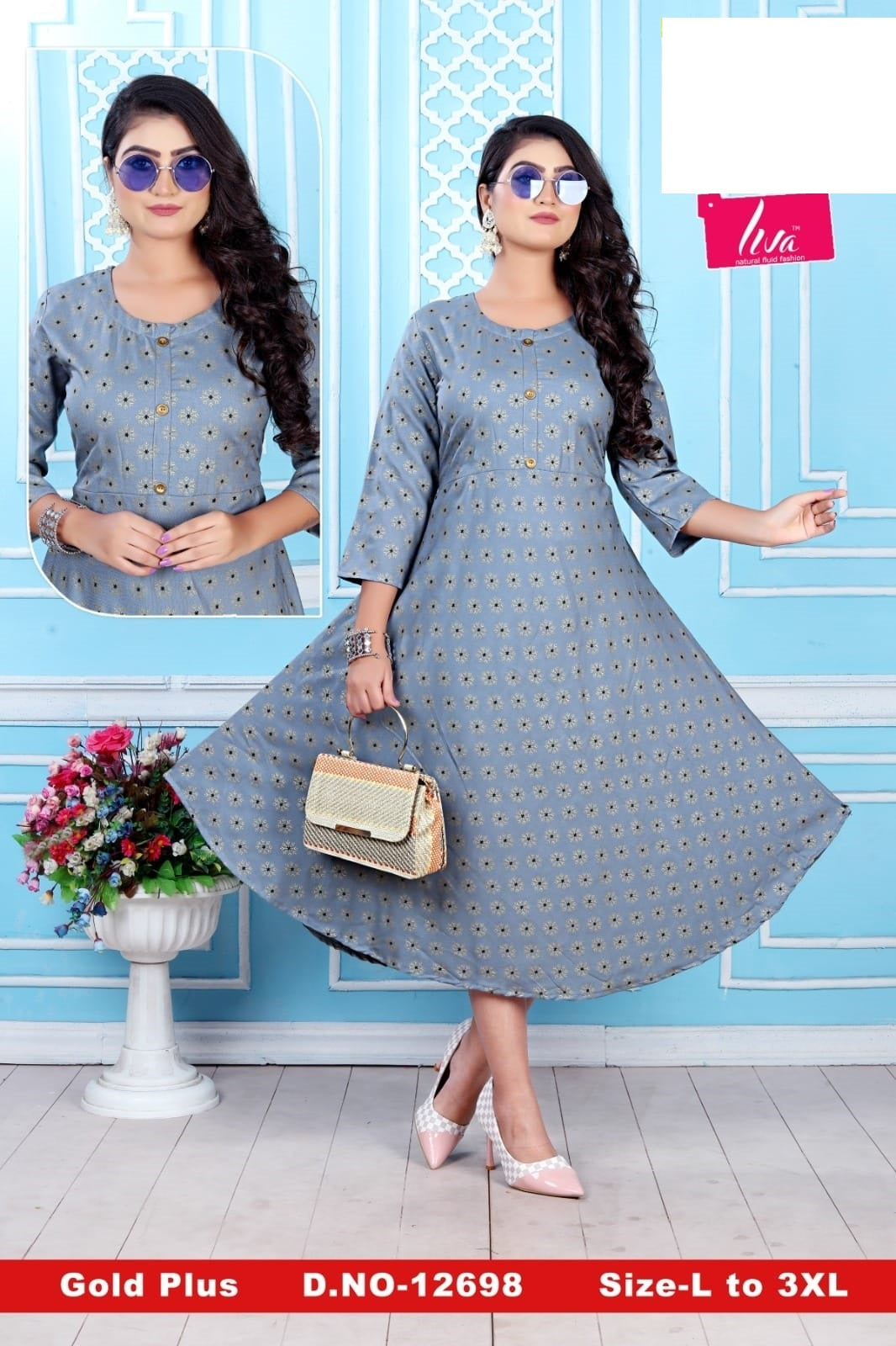 Gold Plus-0901 Zoya Rayon Anarkali Kurtis