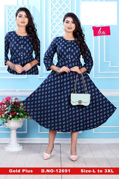 Gold Plus-0901 Zoya Rayon Anarkali Kurtis