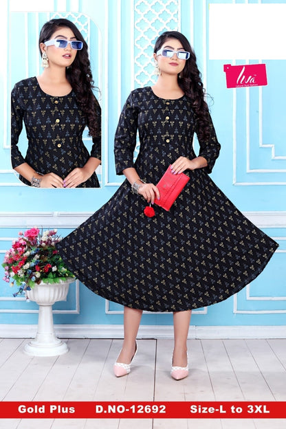 Gold Plus-0901 Zoya Rayon Anarkali Kurtis