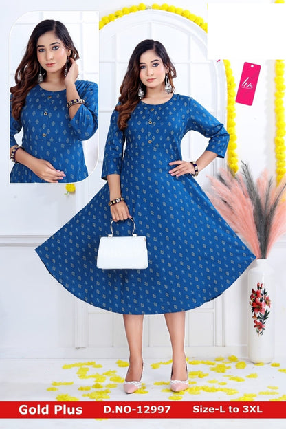 Gold Plus-0901 Zoya Rayon Anarkali Kurtis