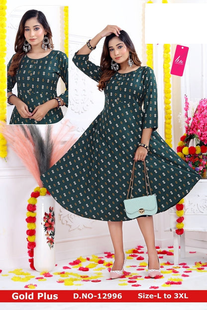 Gold Plus-0901 Zoya Rayon Anarkali Kurtis