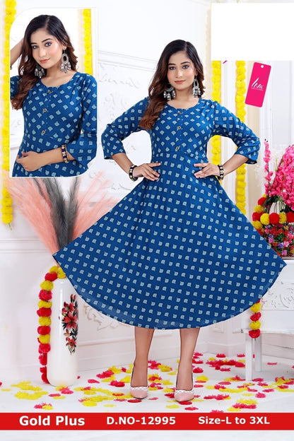 Gold Plus-0901 Zoya Rayon Anarkali Kurtis