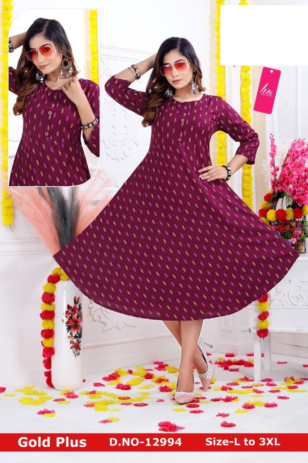 Gold Plus-0901 Zoya Rayon Anarkali Kurtis