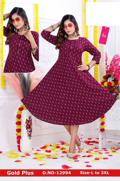 Gold Plus-0901 Zoya Rayon Anarkali Kurtis