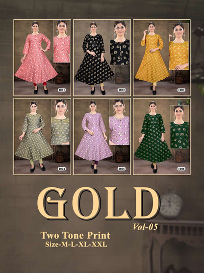 Gold Vol 5 Kavinay Two Tone Anarkali Kurtis