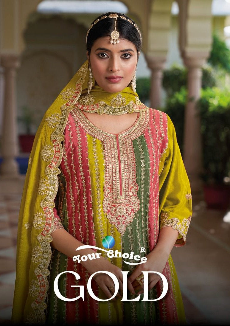 Gold Your Choice Chinon Pakistani Readymade Suits