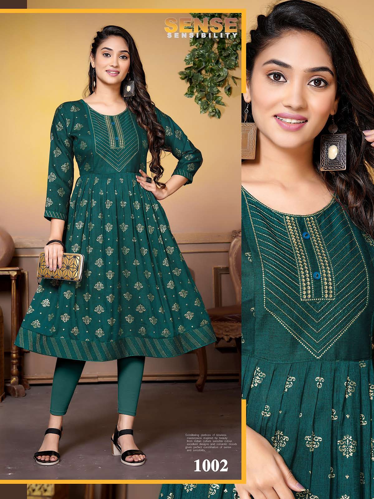 Olive Green and Mustard Yellow Kurti with Pant and Dupatta – Thogai Threads